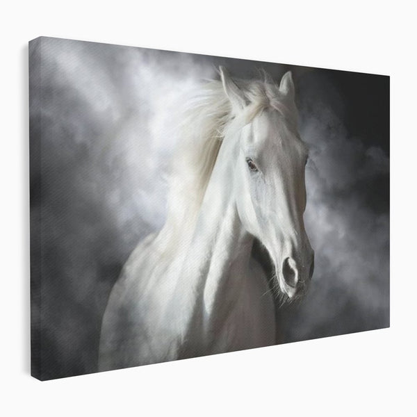 Tablou Canvas Premium, LuxCanva® M1336, Galop deasupra Norilor, Lumina, Nori, Puritate, Cal, Alb, Salbatic, Animal, Mister, Eleganta, Dramatic, Birou, Living, Camera Copil