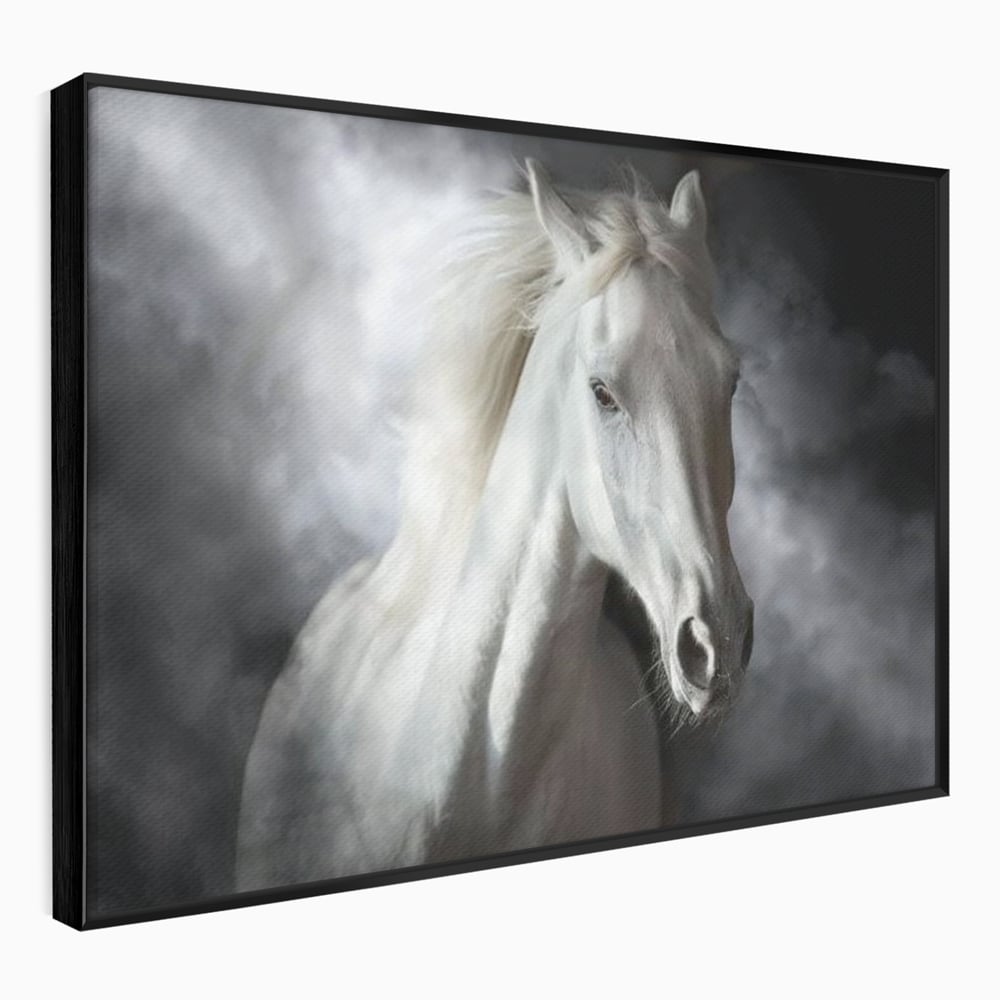 Tablou Canvas Premium, LuxCanva® M1336, Galop deasupra Norilor, Lumina, Nori, Puritate, Cal, Alb, Salbatic, Animal, Mister, Eleganta, Dramatic, Birou, Living, Camera Copil