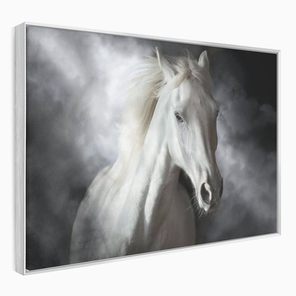 Tablou Canvas Premium, LuxCanva® M1336, Galop deasupra Norilor, Lumina, Nori, Puritate, Cal, Alb, Salbatic, Animal, Mister, Eleganta, Dramatic, Birou, Living, Camera Copil