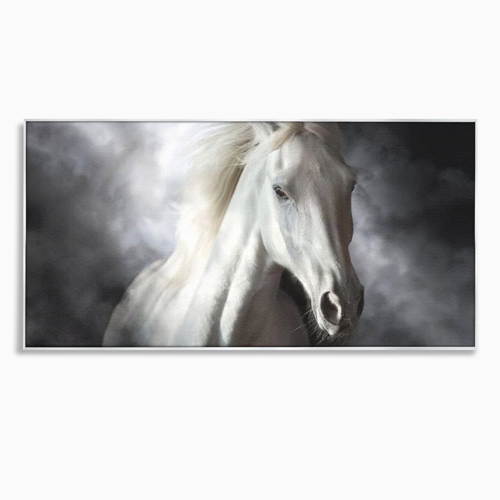 Tablou Canvas Premium, LuxCanva® M1336, Galop deasupra Norilor, Lumina, Nori, Puritate, Cal, Alb, Salbatic, Animal, Mister, Eleganta, Dramatic, Birou, Living, Camera Copil