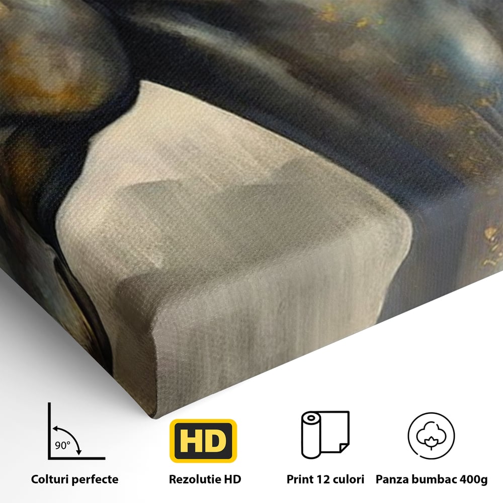 Leinwand Wandkunst Canvas Premium, LuxCanva® M1337, Night Thrill, Mähne, Pferd, Gemälde, Schwarz, Flammen, Galopp, Bewegung, anmutig, wild, Büro, Wohnen, Kinderzimmer