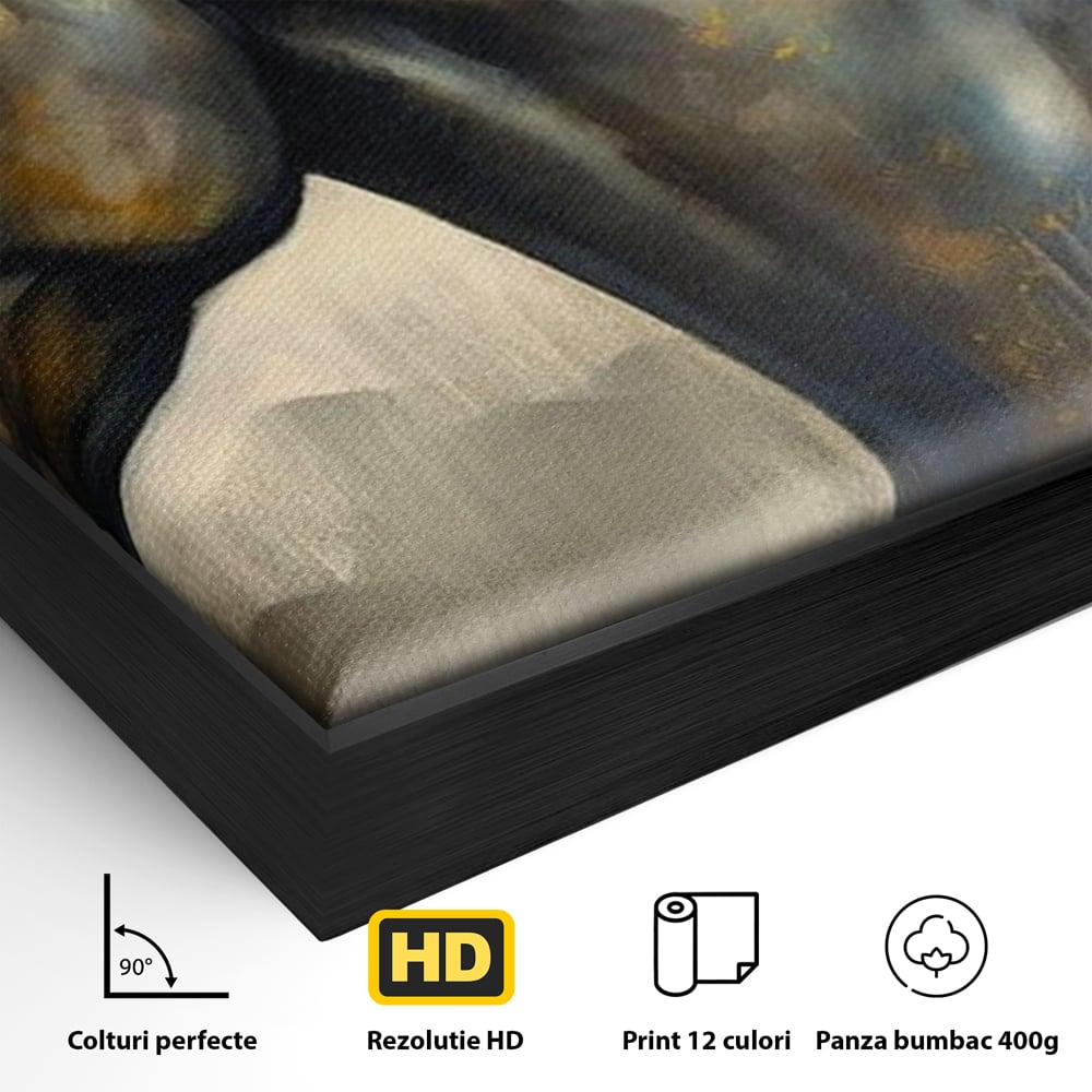Leinwand Wandkunst Canvas Premium, LuxCanva® M1337, Night Thrill, Mähne, Pferd, Gemälde, Schwarz, Flammen, Galopp, Bewegung, anmutig, wild, Büro, Wohnen, Kinderzimmer