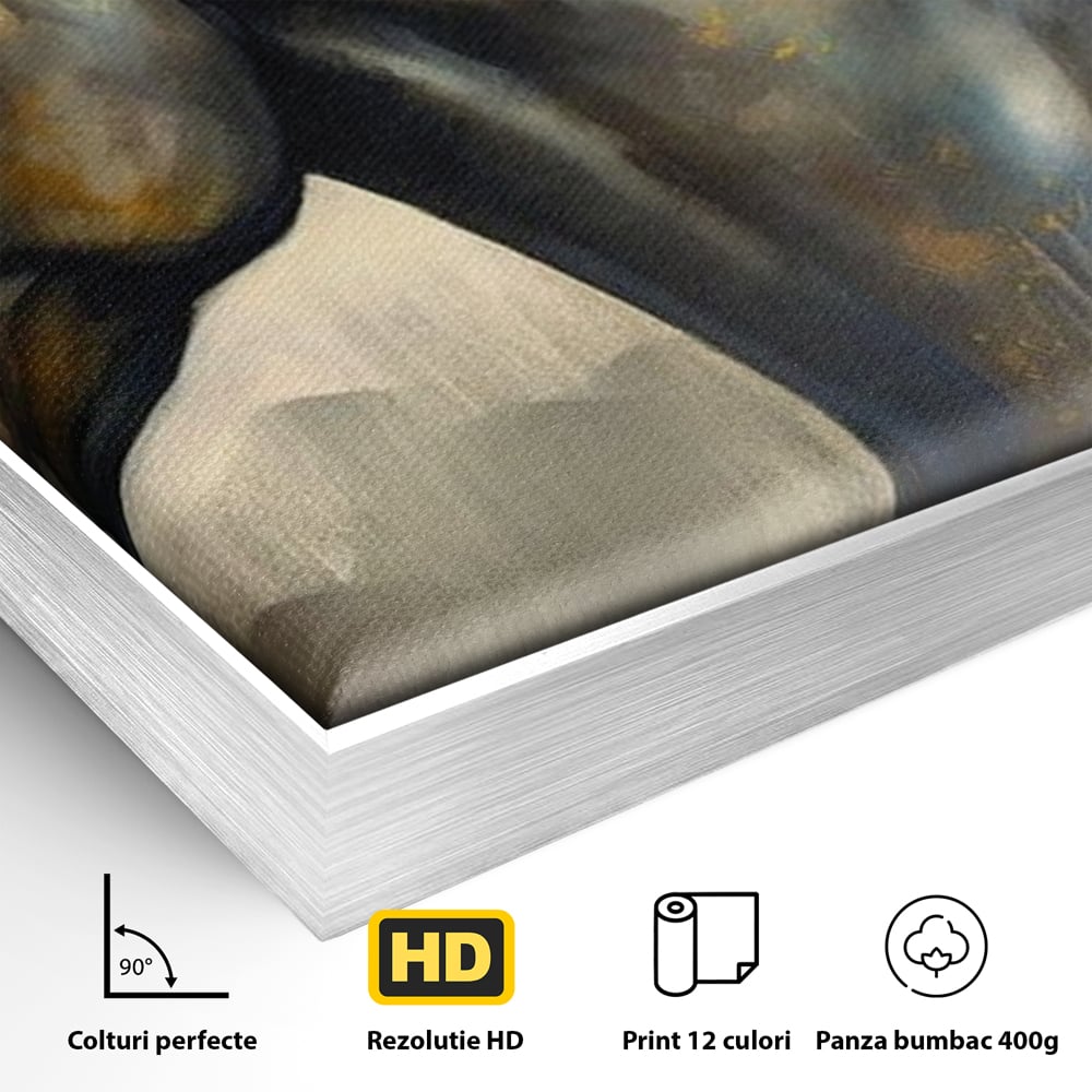 Leinwand Wandkunst Canvas Premium, LuxCanva® M1337, Night Thrill, Mähne, Pferd, Gemälde, Schwarz, Flammen, Galopp, Bewegung, anmutig, wild, Büro, Wohnen, Kinderzimmer