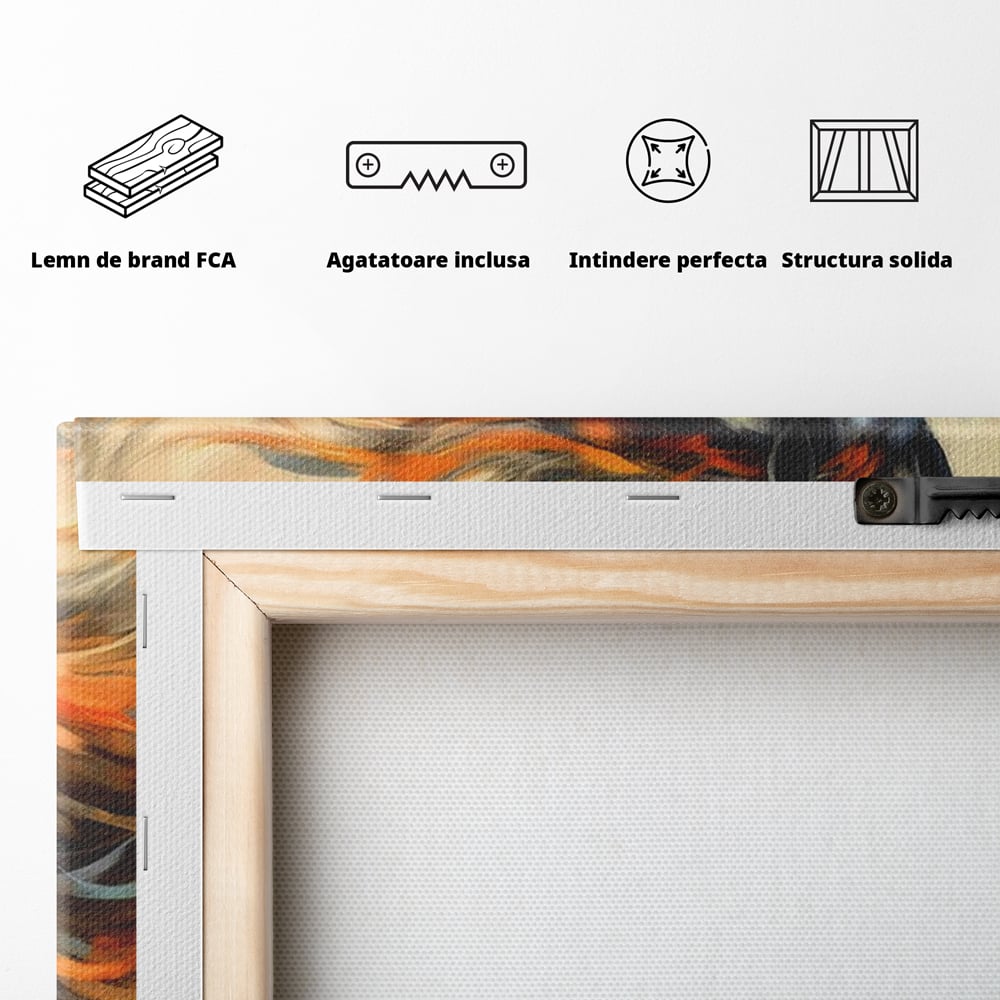 Leinwand Wandkunst Canvas Premium, LuxCanva® M1337, Night Thrill, Mähne, Pferd, Gemälde, Schwarz, Flammen, Galopp, Bewegung, anmutig, wild, Büro, Wohnen, Kinderzimmer