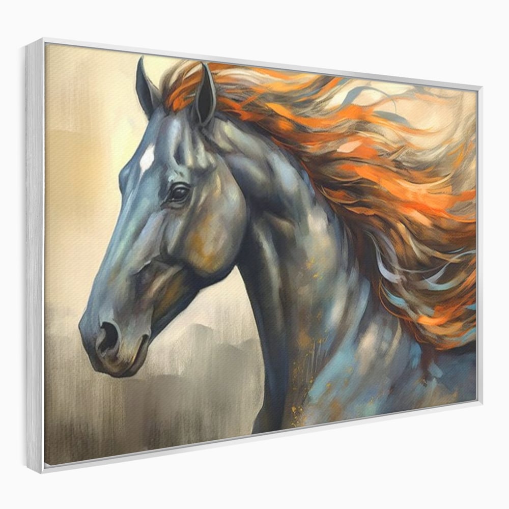 Leinwand Wandkunst Canvas Premium, LuxCanva® M1337, Night Thrill, Mähne, Pferd, Gemälde, Schwarz, Flammen, Galopp, Bewegung, anmutig, wild, Büro, Wohnen, Kinderzimmer