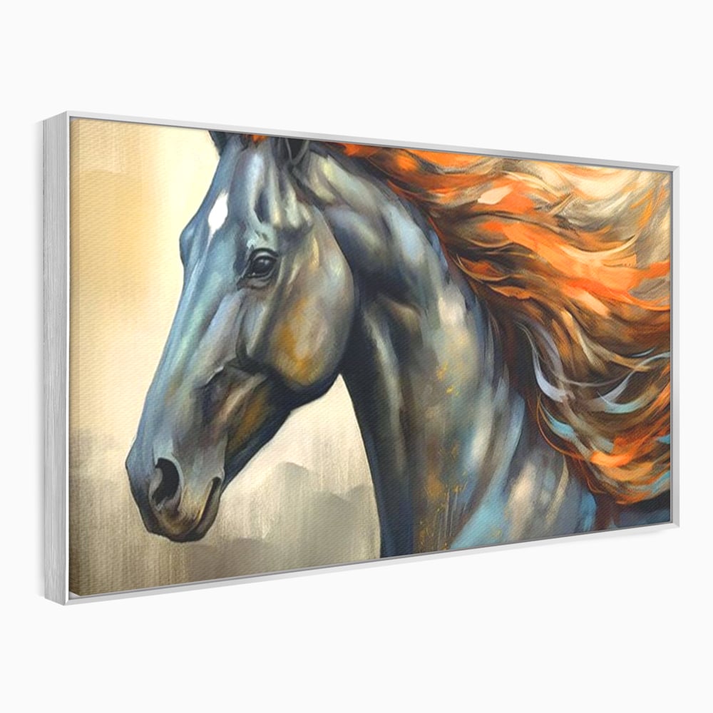 Leinwand Wandkunst Canvas Premium, LuxCanva® M1337, Night Thrill, Mähne, Pferd, Gemälde, Schwarz, Flammen, Galopp, Bewegung, anmutig, wild, Büro, Wohnen, Kinderzimmer