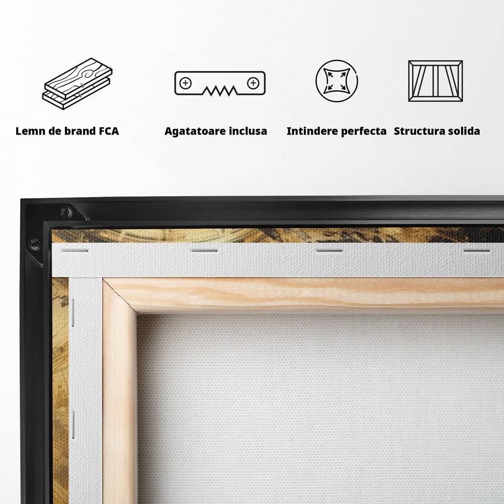Leinwand Wandkunst Leinwand Premium, LuxCanva® M1338, Im Wirbel der Zeit, Zeit, Finsternis, Gold, Dynamisch, Abstrakte Kunst, Pferd, Mythisch, Mythisch, Griff, Gemälde, Fantastisch, Büro, Wohnen, Kinderzimmer