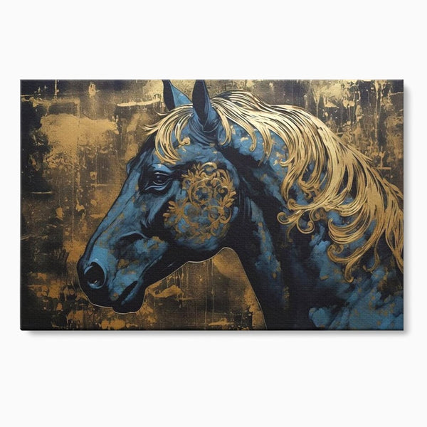 Tablou Canvas Premium, LuxCanva® M1339, Coama de Aur, Ornamental, Auriu, Imperial, Pictura, Abstract, Nobil, Rafinat, Cal, Profil, Animal, Birou, Living, Camera Copil