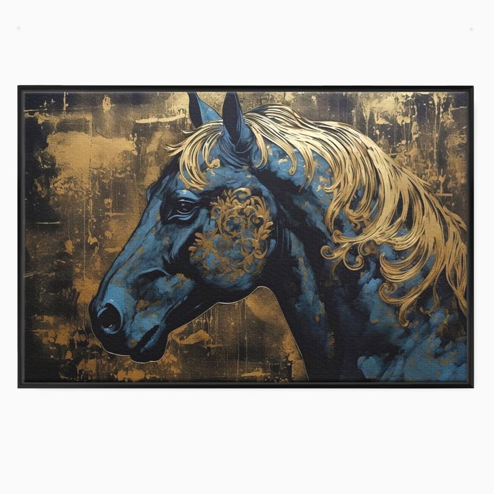 Tablou Canvas Premium, LuxCanva® M1339, Coama de Aur, Ornamental, Auriu, Imperial, Pictura, Abstract, Nobil, Rafinat, Cal, Profil, Animal, Birou, Living, Camera Copil
