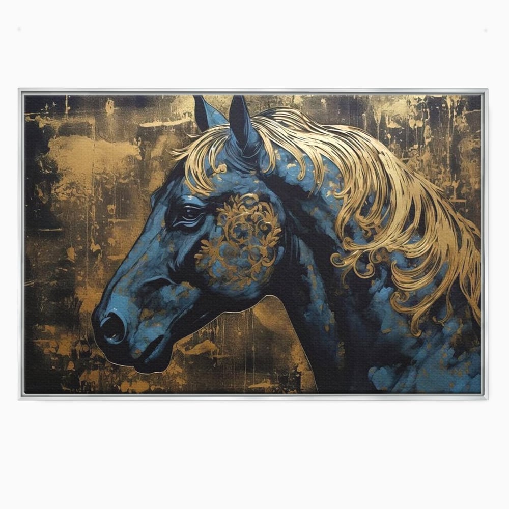 Tablou Canvas Premium, LuxCanva® M1339, Coama de Aur, Ornamental, Auriu, Imperial, Pictura, Abstract, Nobil, Rafinat, Cal, Profil, Animal, Birou, Living, Camera Copil