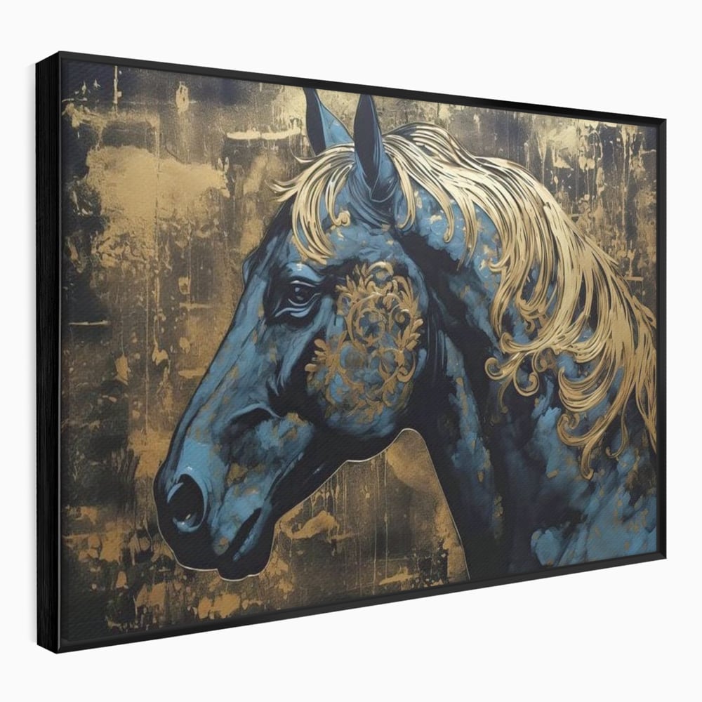 Tablou Canvas Premium, LuxCanva® M1339, Coama de Aur, Ornamental, Auriu, Imperial, Pictura, Abstract, Nobil, Rafinat, Cal, Profil, Animal, Birou, Living, Camera Copil