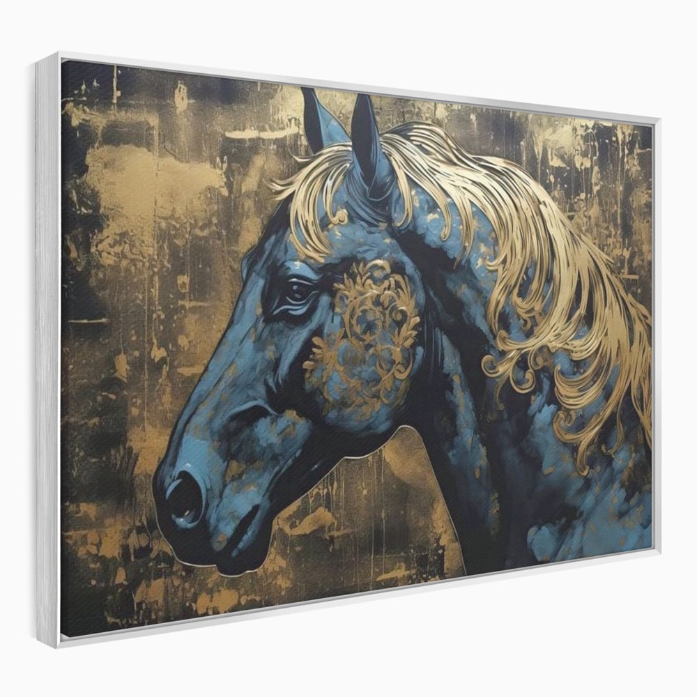Tablou Canvas Premium, LuxCanva® M1339, Coama de Aur, Ornamental, Auriu, Imperial, Pictura, Abstract, Nobil, Rafinat, Cal, Profil, Animal, Birou, Living, Camera Copil