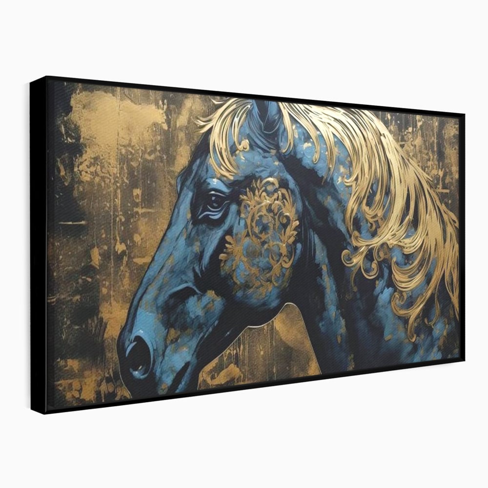 Tablou Canvas Premium, LuxCanva® M1339, Coama de Aur, Ornamental, Auriu, Imperial, Pictura, Abstract, Nobil, Rafinat, Cal, Profil, Animal, Birou, Living, Camera Copil