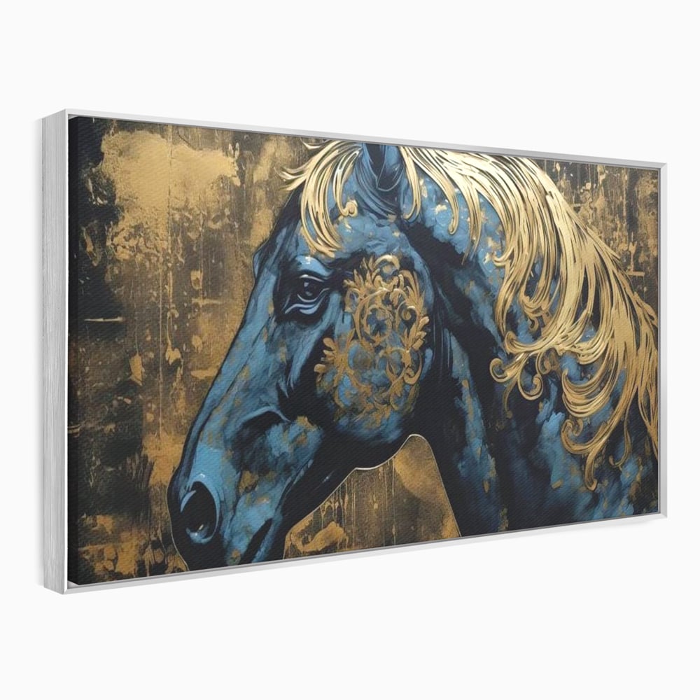 Tablou Canvas Premium, LuxCanva® M1339, Coama de Aur, Ornamental, Auriu, Imperial, Pictura, Abstract, Nobil, Rafinat, Cal, Profil, Animal, Birou, Living, Camera Copil