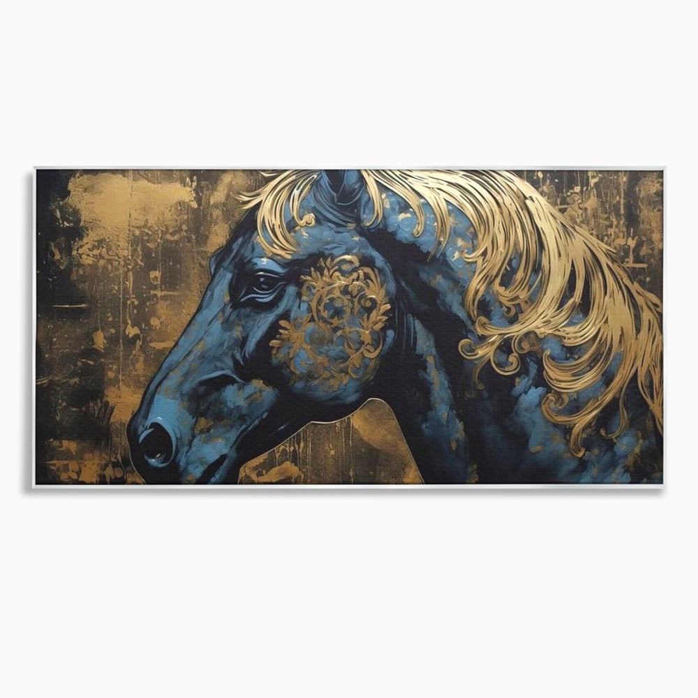 Tablou Canvas Premium, LuxCanva® M1339, Coama de Aur, Ornamental, Auriu, Imperial, Pictura, Abstract, Nobil, Rafinat, Cal, Profil, Animal, Birou, Living, Camera Copil