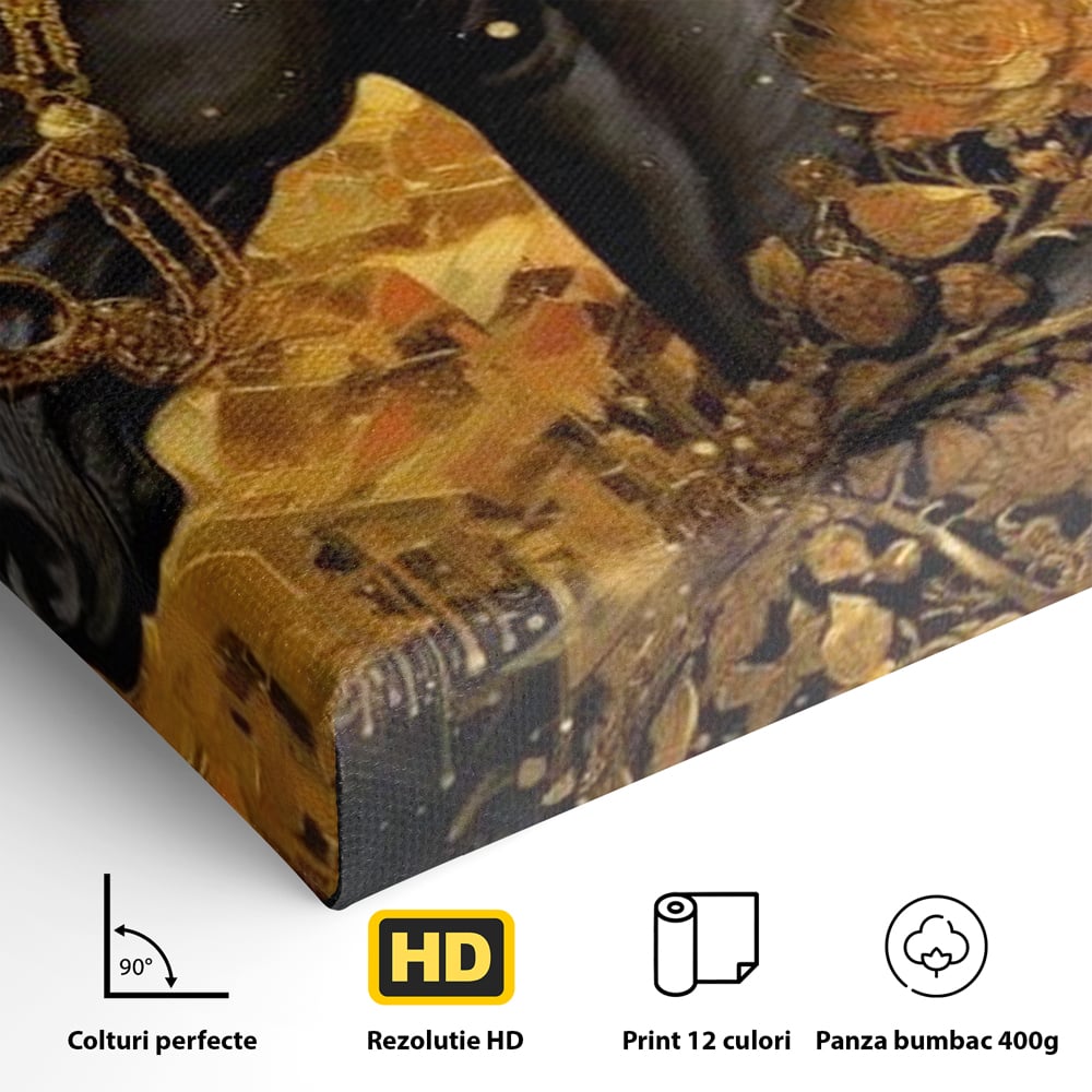 Tablou Canvas Premium, LuxCanva® M1341, Legamantul de Aur, Lux, Bijuterii, Auriu, Maretie, Stralucire, Pictura, Coama, Cal, Vant, Nobil, Abstract, Birou, Living, Camera Copil