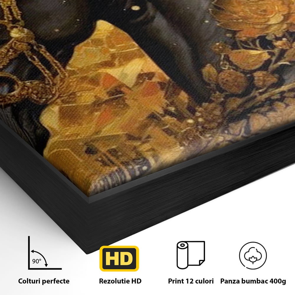 Tablou Canvas Premium, LuxCanva® M1341, Legamantul de Aur, Lux, Bijuterii, Auriu, Maretie, Stralucire, Pictura, Coama, Cal, Vant, Nobil, Abstract, Birou, Living, Camera Copil