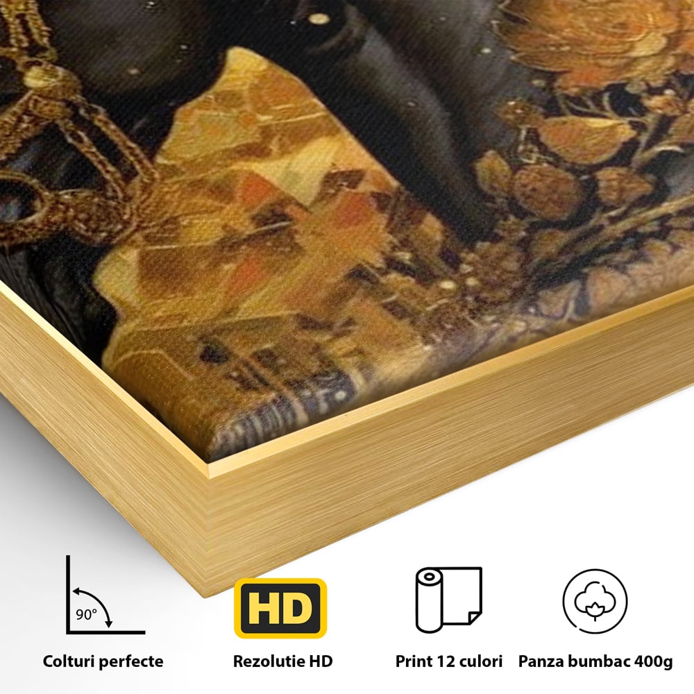 Tablou Canvas Premium, LuxCanva® M1341, Legamantul de Aur, Lux, Bijuterii, Auriu, Maretie, Stralucire, Pictura, Coama, Cal, Vant, Nobil, Abstract, Birou, Living, Camera Copil