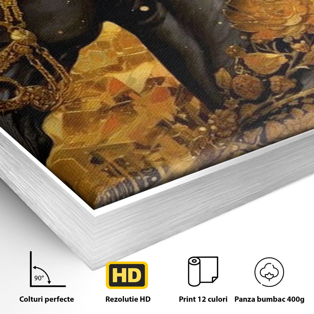 Tablou Canvas Premium, LuxCanva® M1341, Legamantul de Aur, Lux, Bijuterii, Auriu, Maretie, Stralucire, Pictura, Coama, Cal, Vant, Nobil, Abstract, Birou, Living, Camera Copil