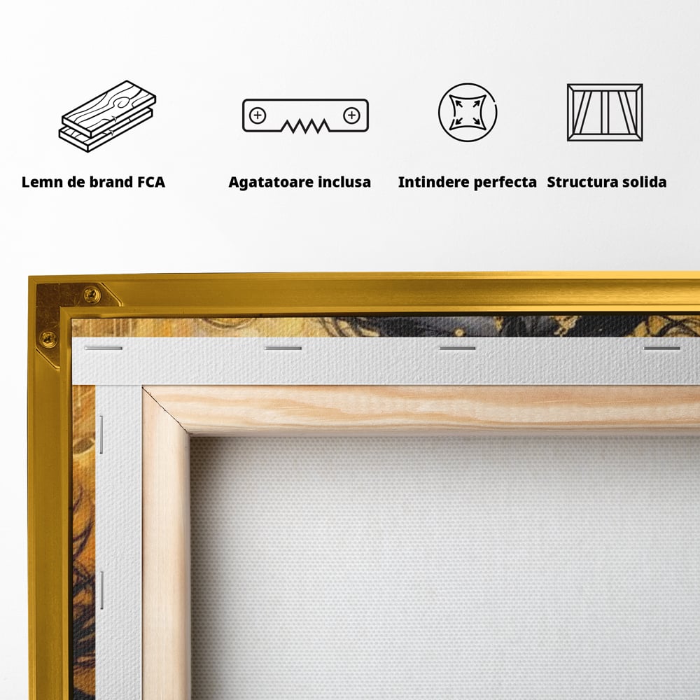 Tablou Canvas Premium, LuxCanva® M1341, Legamantul de Aur, Lux, Bijuterii, Auriu, Maretie, Stralucire, Pictura, Coama, Cal, Vant, Nobil, Abstract, Birou, Living, Camera Copil