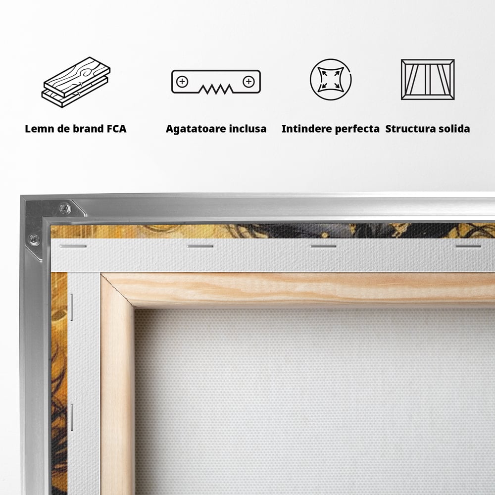 Tablou Canvas Premium, LuxCanva® M1341, Legamantul de Aur, Lux, Bijuterii, Auriu, Maretie, Stralucire, Pictura, Coama, Cal, Vant, Nobil, Abstract, Birou, Living, Camera Copil