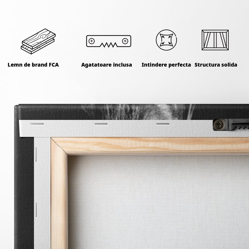 Tablou Canvas Premium, LuxCanva® M1342, Eleganta in Umbre, Alb si Negru, Profil, Portret, Vertical, Realist, Cal, Mister, Intunecat, Animal, Birou, Living, Camera Copil