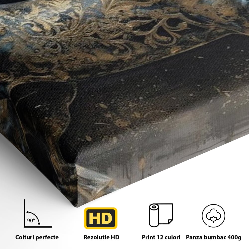 Tablou Canvas Premium, LuxCanva® M1343, Steaua Noptii, Metalic, Auriu, Elegant, Nobil, Artistic, Armasar, Animal, Galop, Miscare, Birou, Living, Camera Copil