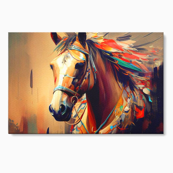 Tablou Canvas Premium, LuxCanva® M1344, Vifor de Culori, Pictura, Spirit, Libertate, Multicolor, Contrast, Indian, Cal, Tribal, Birou, Living, Camera Copil