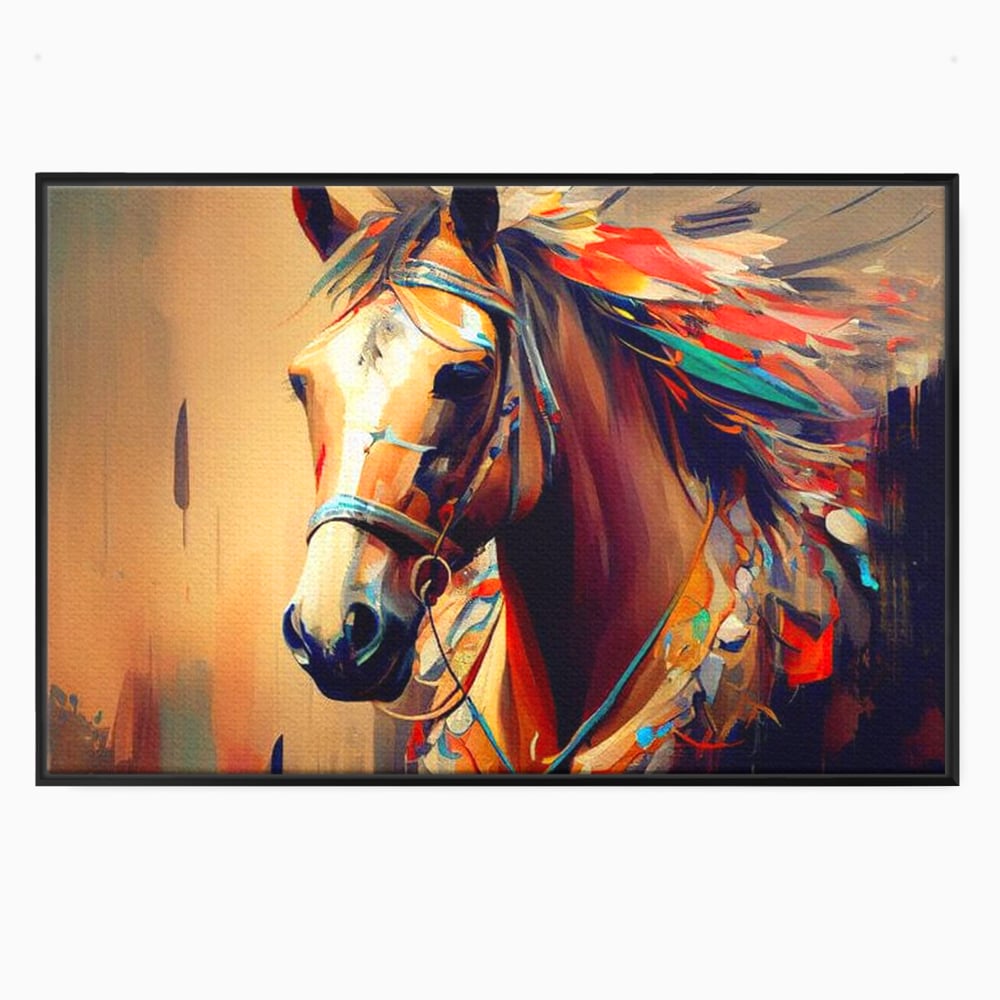 Tablou Canvas Premium, LuxCanva® M1344, Vifor de Culori, Pictura, Spirit, Libertate, Multicolor, Contrast, Indian, Cal, Tribal, Birou, Living, Camera Copil
