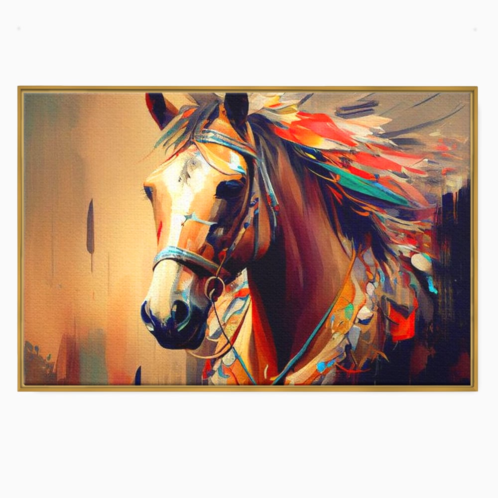 Tablou Canvas Premium, LuxCanva® M1344, Vifor de Culori, Pictura, Spirit, Libertate, Multicolor, Contrast, Indian, Cal, Tribal, Birou, Living, Camera Copil