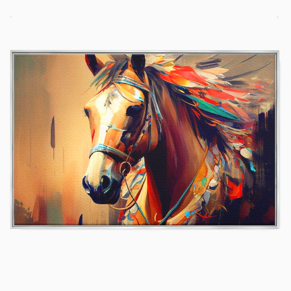 Tablou Canvas Premium, LuxCanva® M1344, Vifor de Culori, Pictura, Spirit, Libertate, Multicolor, Contrast, Indian, Cal, Tribal, Birou, Living, Camera Copil