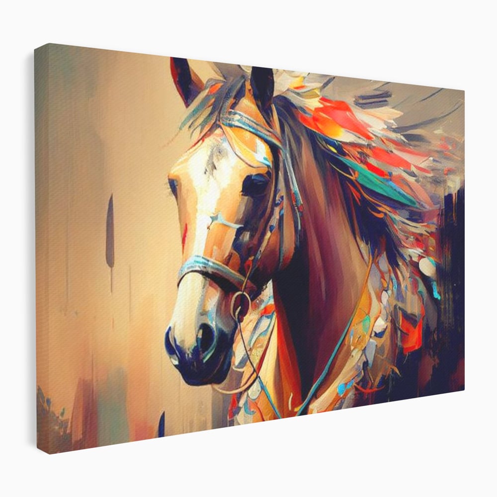 Tablou Canvas Premium, LuxCanva® M1344, Vifor de Culori, Pictura, Spirit, Libertate, Multicolor, Contrast, Indian, Cal, Tribal, Birou, Living, Camera Copil
