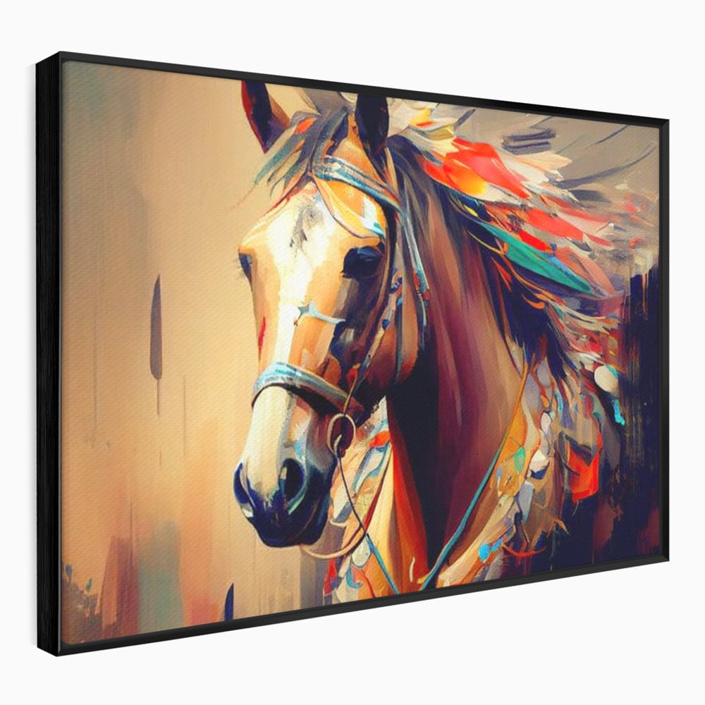 Tablou Canvas Premium, LuxCanva® M1344, Vifor de Culori, Pictura, Spirit, Libertate, Multicolor, Contrast, Indian, Cal, Tribal, Birou, Living, Camera Copil
