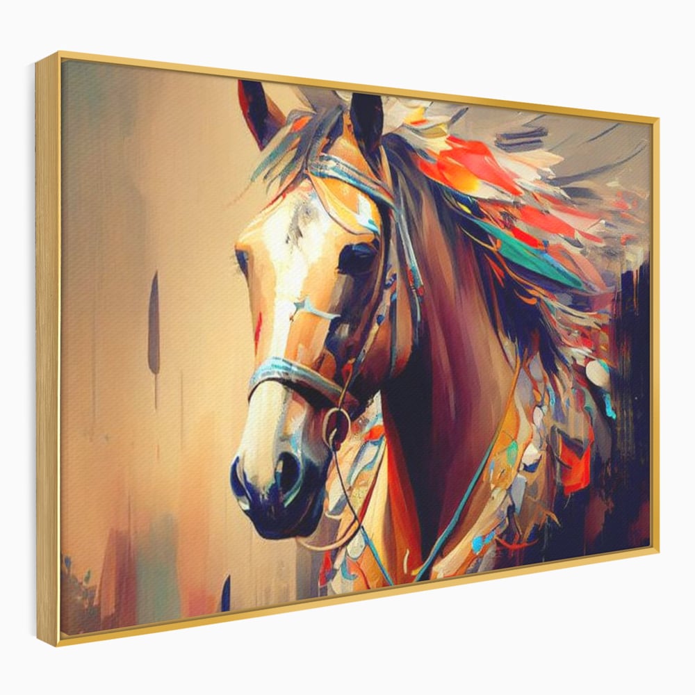 Tablou Canvas Premium, LuxCanva® M1344, Vifor de Culori, Pictura, Spirit, Libertate, Multicolor, Contrast, Indian, Cal, Tribal, Birou, Living, Camera Copil