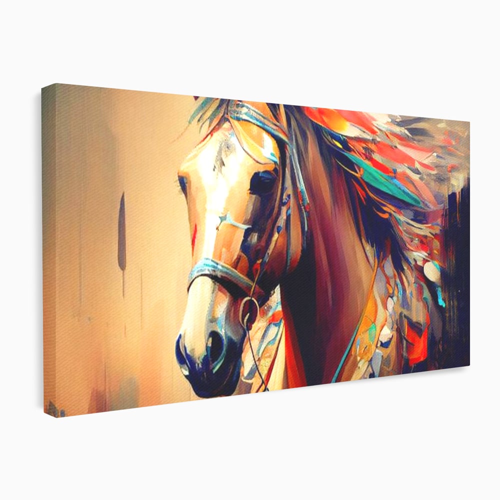 Tablou Canvas Premium, LuxCanva® M1344, Vifor de Culori, Pictura, Spirit, Libertate, Multicolor, Contrast, Indian, Cal, Tribal, Birou, Living, Camera Copil
