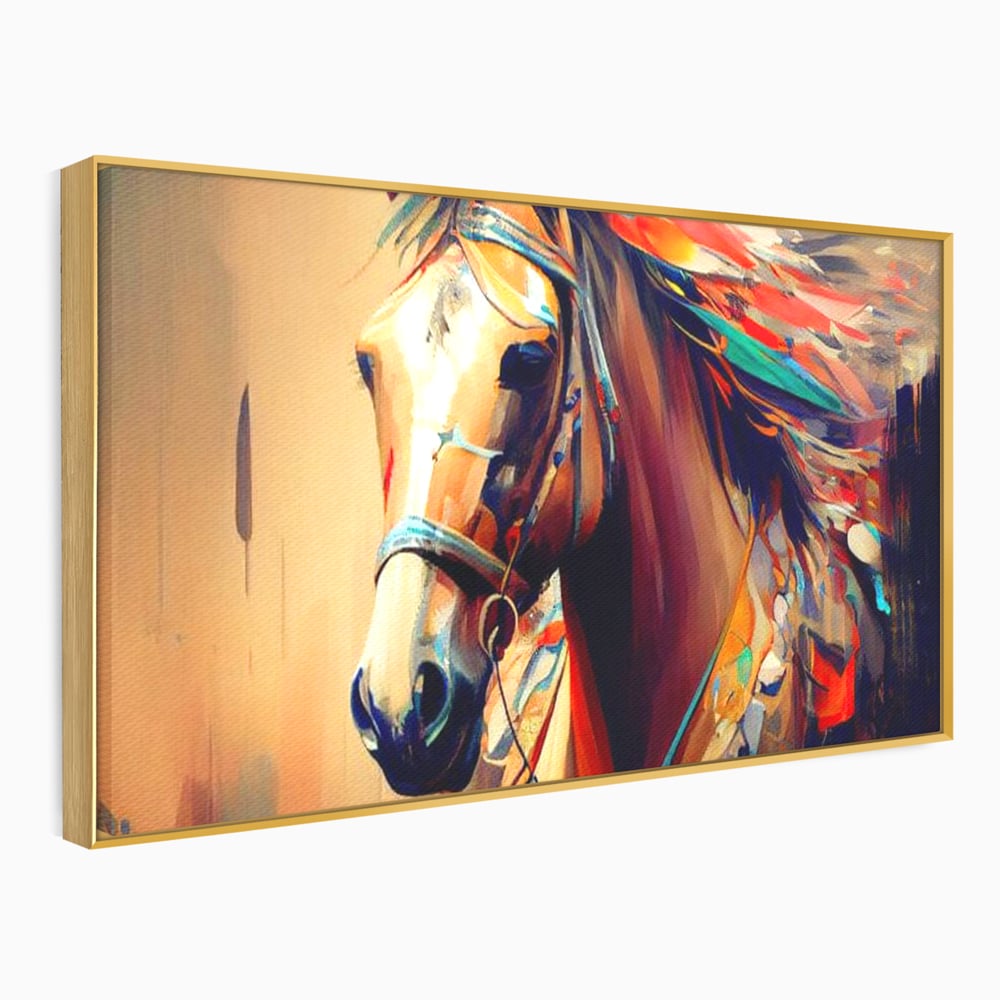 Tablou Canvas Premium, LuxCanva® M1344, Vifor de Culori, Pictura, Spirit, Libertate, Multicolor, Contrast, Indian, Cal, Tribal, Birou, Living, Camera Copil