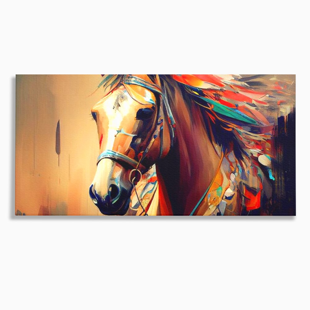 Tablou Canvas Premium, LuxCanva® M1344, Vifor de Culori, Pictura, Spirit, Libertate, Multicolor, Contrast, Indian, Cal, Tribal, Birou, Living, Camera Copil