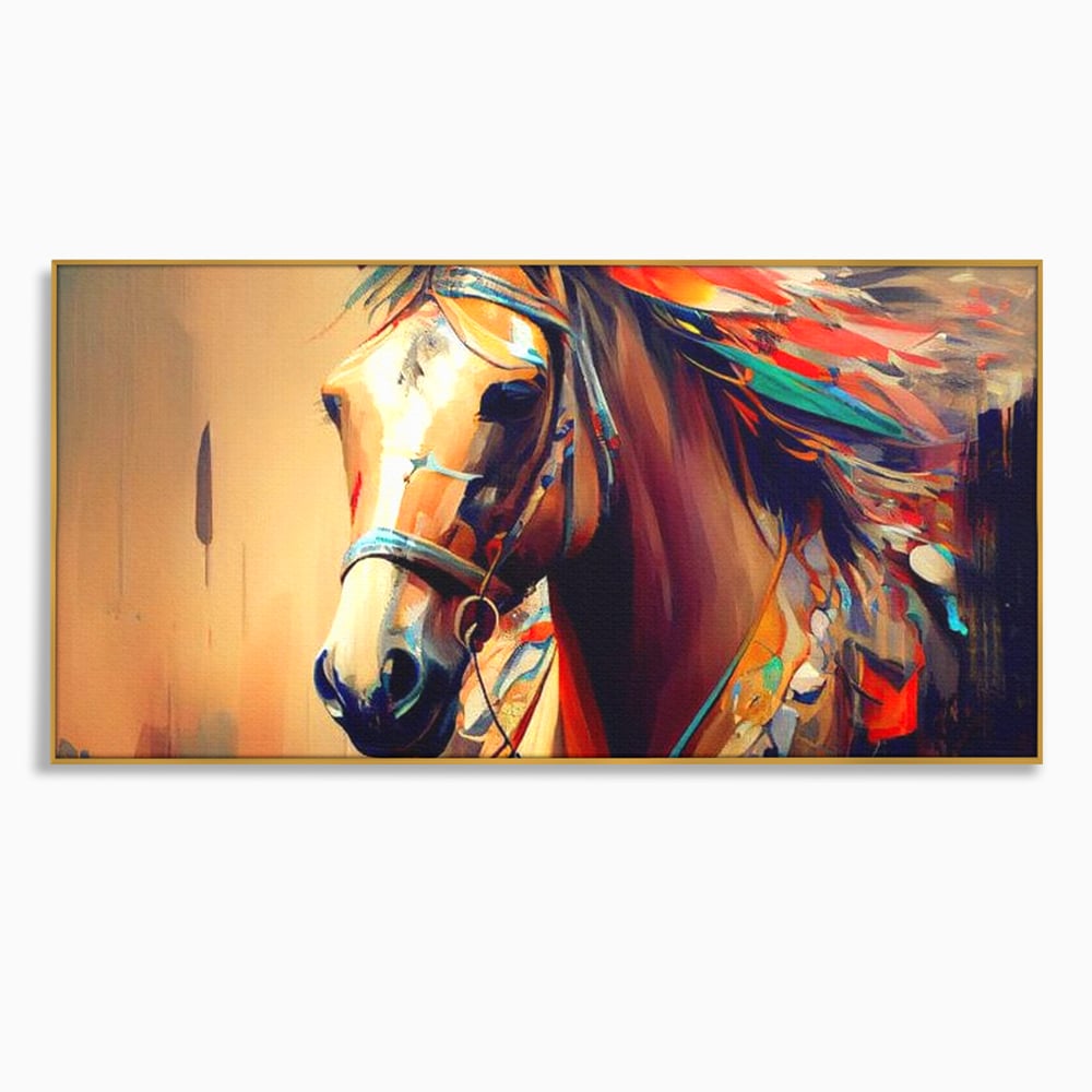 Tablou Canvas Premium, LuxCanva® M1344, Vifor de Culori, Pictura, Spirit, Libertate, Multicolor, Contrast, Indian, Cal, Tribal, Birou, Living, Camera Copil
