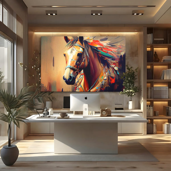 Tablou Canvas Premium, LuxCanva® M1344, Vifor de Culori, Pictura, Spirit, Libertate, Multicolor, Contrast, Indian, Cal, Tribal, Birou, Living, Camera Copil