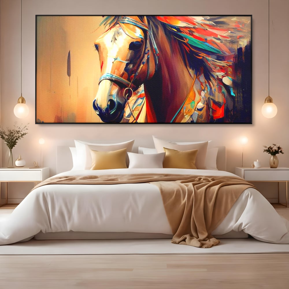Tablou Canvas Premium, LuxCanva® M1344, Vifor de Culori, Pictura, Spirit, Libertate, Multicolor, Contrast, Indian, Cal, Tribal, Birou, Living, Camera Copil