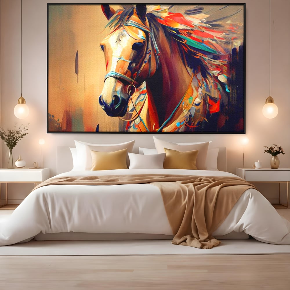 Tablou Canvas Premium, LuxCanva® M1344, Vifor de Culori, Pictura, Spirit, Libertate, Multicolor, Contrast, Indian, Cal, Tribal, Birou, Living, Camera Copil
