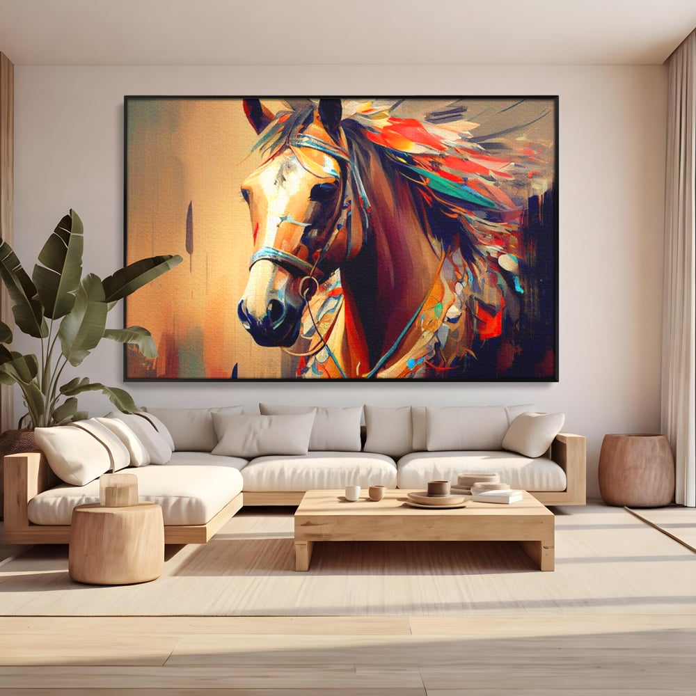Tablou Canvas Premium, LuxCanva® M1344, Vifor de Culori, Pictura, Spirit, Libertate, Multicolor, Contrast, Indian, Cal, Tribal, Birou, Living, Camera Copil
