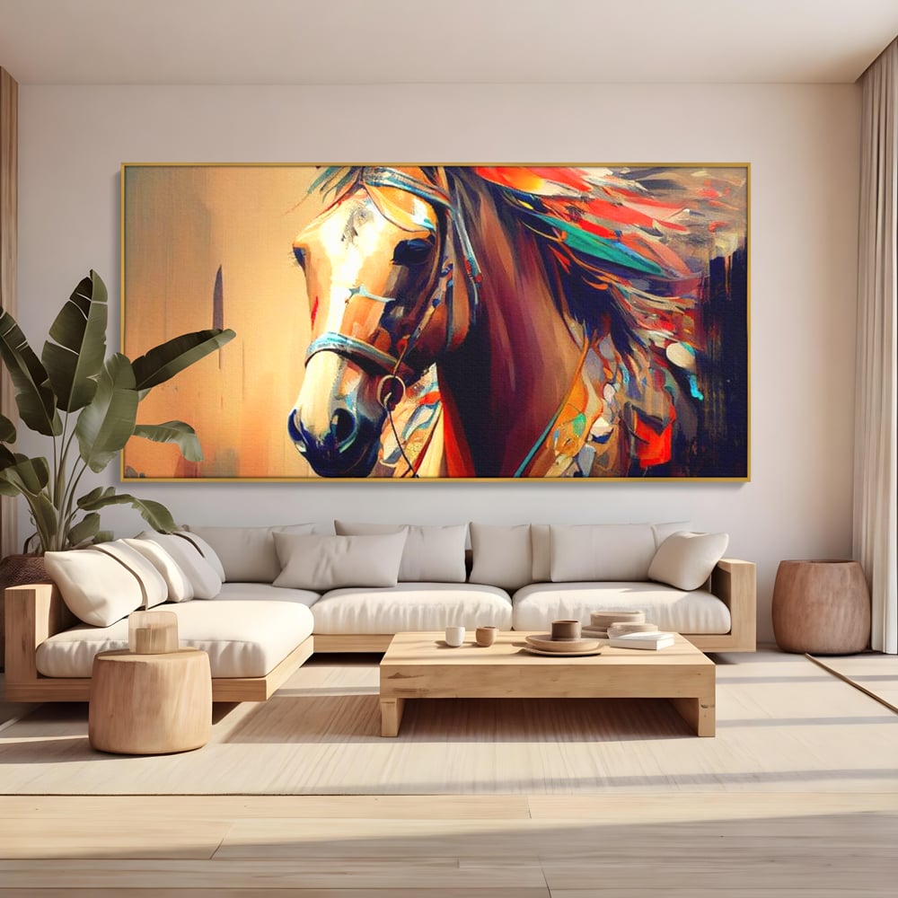 Tablou Canvas Premium, LuxCanva® M1344, Vifor de Culori, Pictura, Spirit, Libertate, Multicolor, Contrast, Indian, Cal, Tribal, Birou, Living, Camera Copil