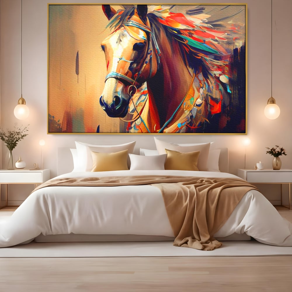 Tablou Canvas Premium, LuxCanva® M1344, Vifor de Culori, Pictura, Spirit, Libertate, Multicolor, Contrast, Indian, Cal, Tribal, Birou, Living, Camera Copil