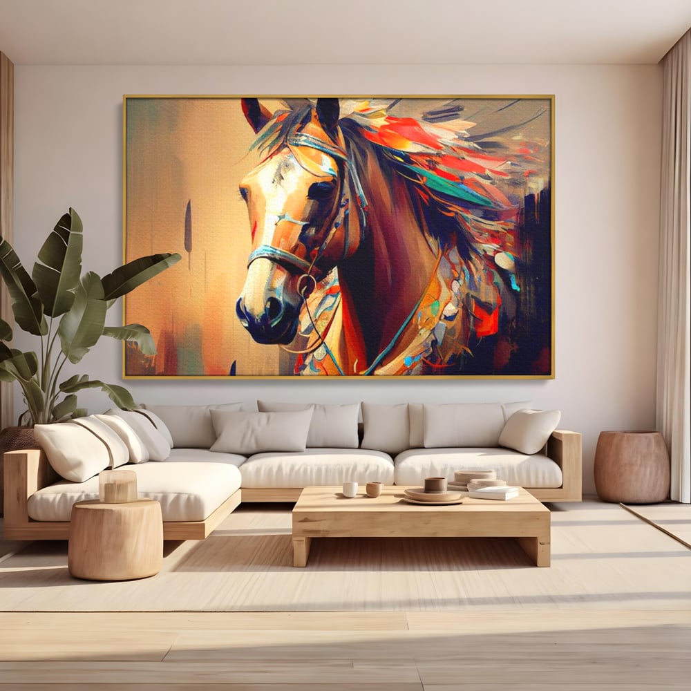 Tablou Canvas Premium, LuxCanva® M1344, Vifor de Culori, Pictura, Spirit, Libertate, Multicolor, Contrast, Indian, Cal, Tribal, Birou, Living, Camera Copil