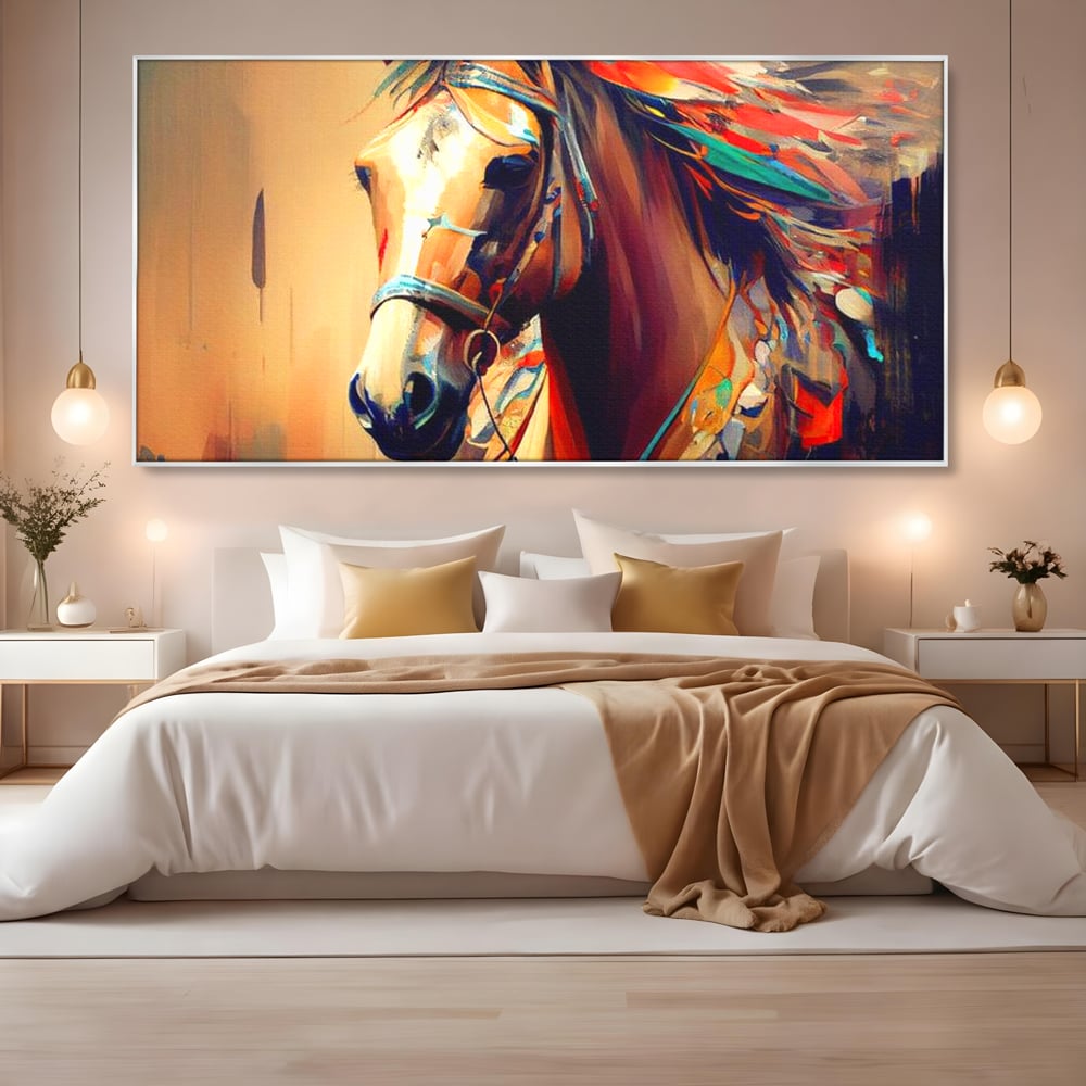 Tablou Canvas Premium, LuxCanva® M1344, Vifor de Culori, Pictura, Spirit, Libertate, Multicolor, Contrast, Indian, Cal, Tribal, Birou, Living, Camera Copil