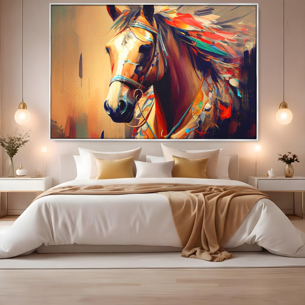 Tablou Canvas Premium, LuxCanva® M1344, Vifor de Culori, Pictura, Spirit, Libertate, Multicolor, Contrast, Indian, Cal, Tribal, Birou, Living, Camera Copil