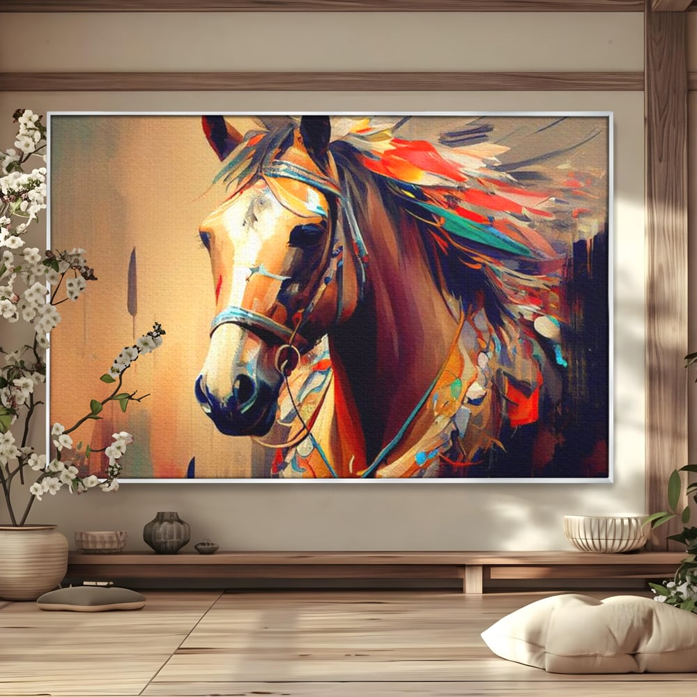 Tablou Canvas Premium, LuxCanva® M1344, Vifor de Culori, Pictura, Spirit, Libertate, Multicolor, Contrast, Indian, Cal, Tribal, Birou, Living, Camera Copil