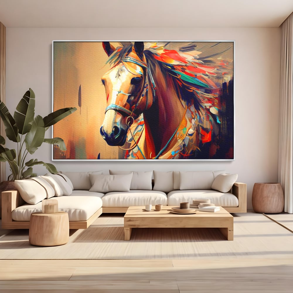 Tablou Canvas Premium, LuxCanva® M1344, Vifor de Culori, Pictura, Spirit, Libertate, Multicolor, Contrast, Indian, Cal, Tribal, Birou, Living, Camera Copil
