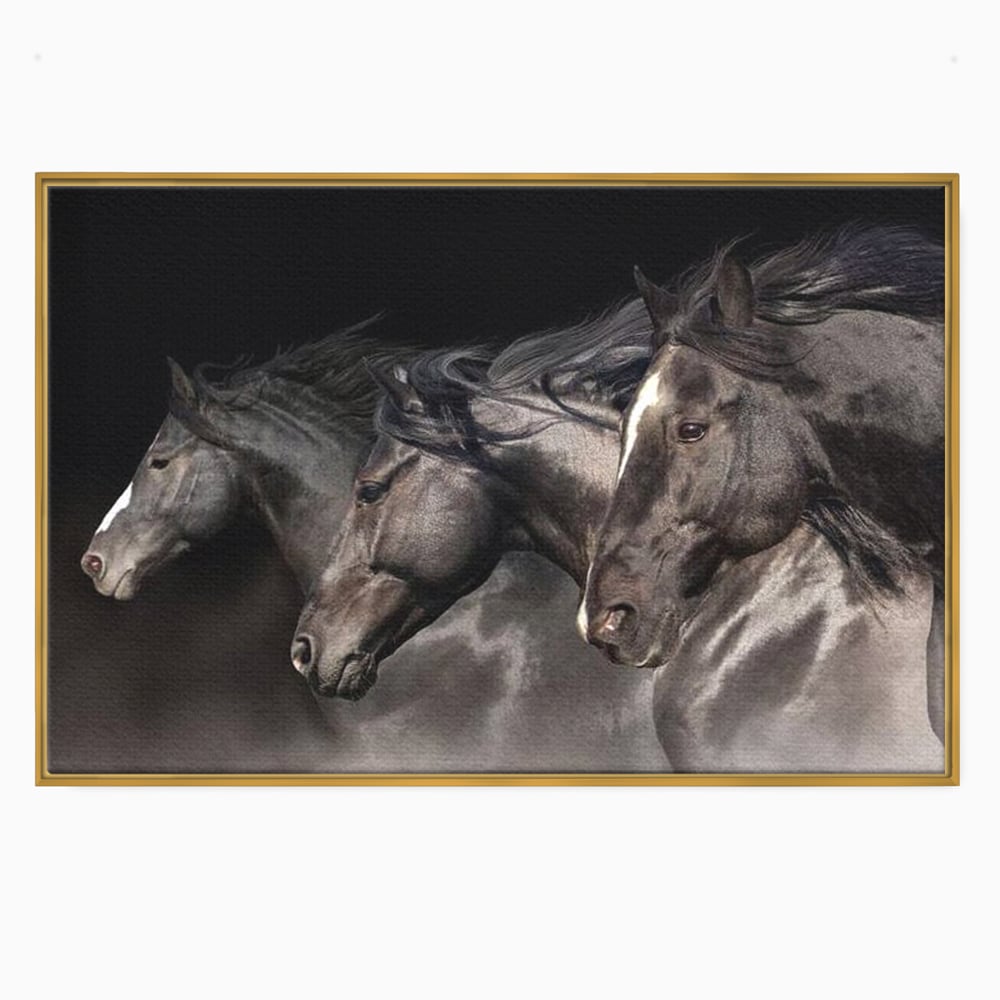 Tablou Canvas Premium, LuxCanva® M1345, Tropotul Furtunii, Cai, Animale, Galop, Viteza, Salbaticie, Grup, Armonie, Intunecat, Libertate, Birou, Living, Camera Copil